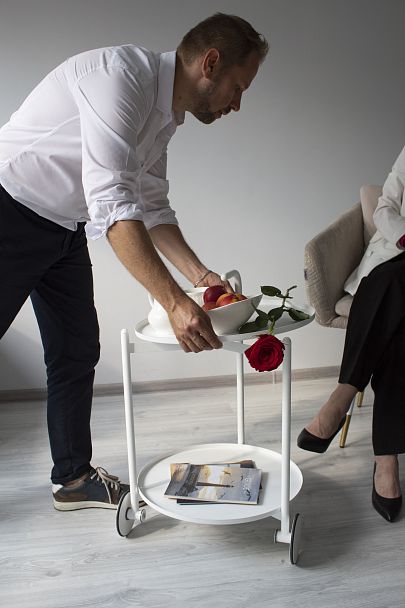 Сервировочный столик Sheffilton SHT-CT60 белый муар/белый - Вид 8