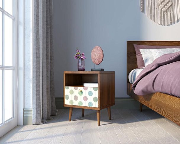 Тумбочка Berber с одним ящиком 24 принт арт BB06/Print_24, разноцветная - Вид 3