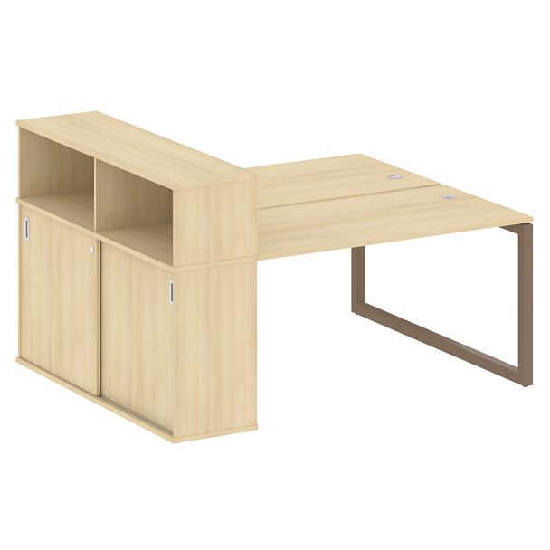 Metal System Quattro Р. ст. с шкафом-купе на О-образном м/к 50БО.РС-СШК-2.3 Т Акация/Мокко металл 1810*1475*1098 - Вид 1