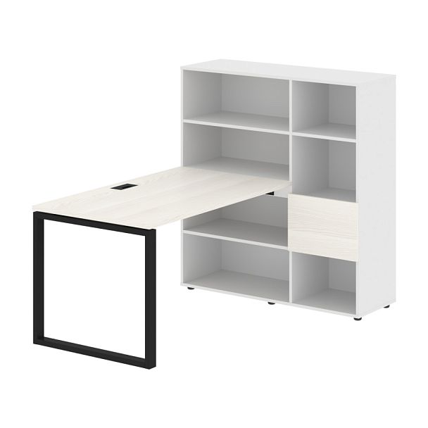 Стол-стеллаж EQRST 1213 Ясень Траун/Черный/Белый 1790х1250х1355 EDIS - Вид 1