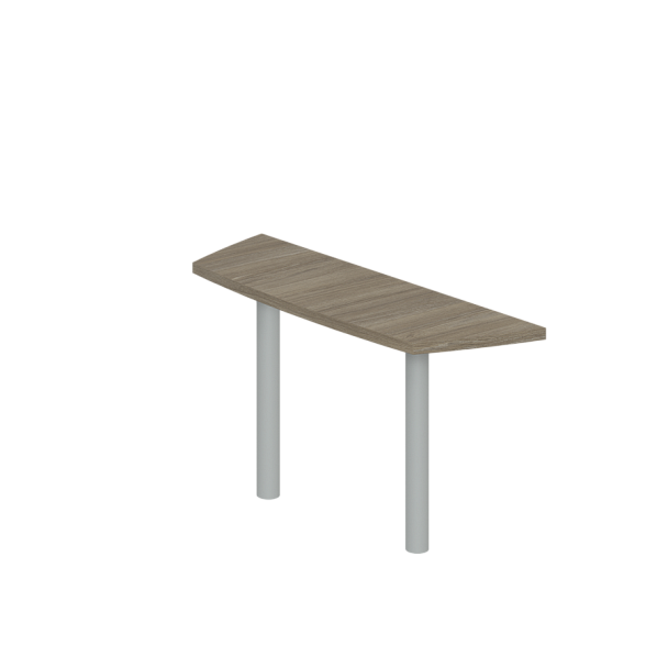 Приставка боковая Wing большая 500х1613х750 / цвет: дуб темный, 2 опоры табулярные серебрянный металлик - Вид 1