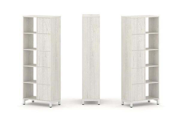 Стайл Проджект Набор стеллажа 2-х сторон., 5 яр. SN.NSD-521 Дуб Наварра/Металл Белый 754*400*1982 - Вид 1