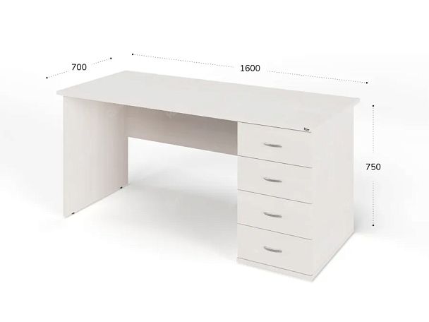 ЛАЙТ / LIGHT RLG008-16x7R Однотумбовый стол 160x70x75 Дуб Молочный - Вид 3