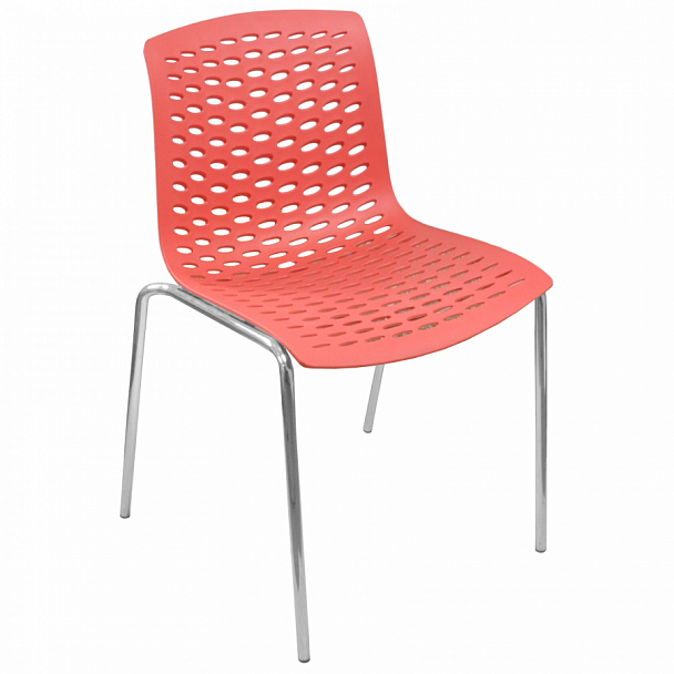 Стул LUX (4 ножки) каркас Хром, красный, стопируемый - Вид 1