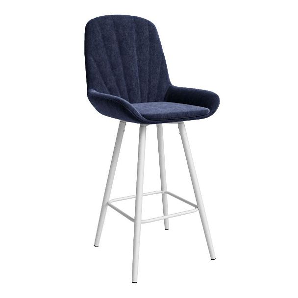 Стул ЮККИ Основание №5 Барный конус Белое Вельвет Синий - Вид 1
