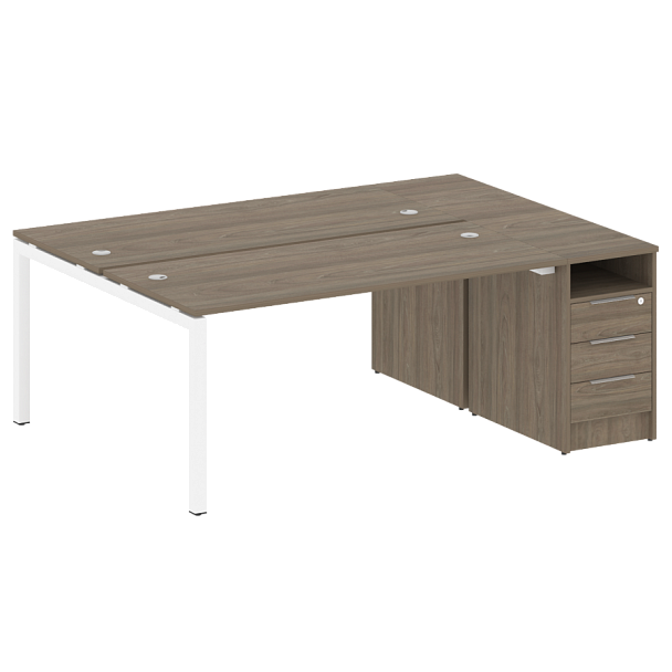 Metal System Quattro Р. ст. с тумбой на П-образном м/к 50БП.РС-СТП-2.4 Вяз/Белый металл 2012*1475*750 - Вид 1