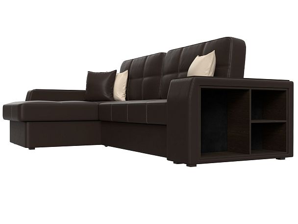 Угловой диван Брюссель левый (полностью экокожа коричневая) - Вид 3