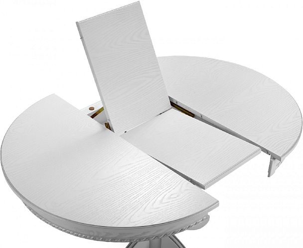 Стол деревянный раздвижной Вэлт D90(120)х90х76 Белый с серебряной патиной - Вид 6