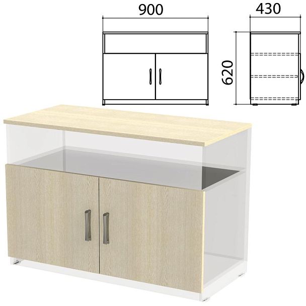 Крышка и фасады тумбы для оргтехники "Канц" 900х430х620 мм, цвет дуб молочный, ТК28.15.1 - Вид 2