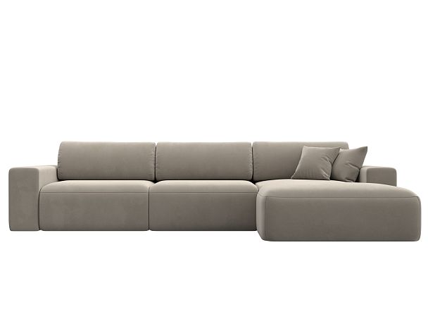 Диван угловой Лига-036 Классик Лонг правый угол Микровельвет бежевый - Вид 2