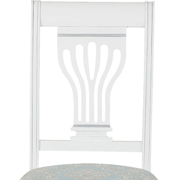 Стул деревянный с мягким сиденьем Мендельс Белая эмаль серебрянная патина/Бирюзовый жаккард - Вид 7