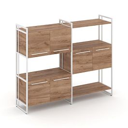 Rift Шкаф комбинированый RF.NS-004 Дуб Табак/Металл Белый 1576*396*1286 - Фото предпросмотра