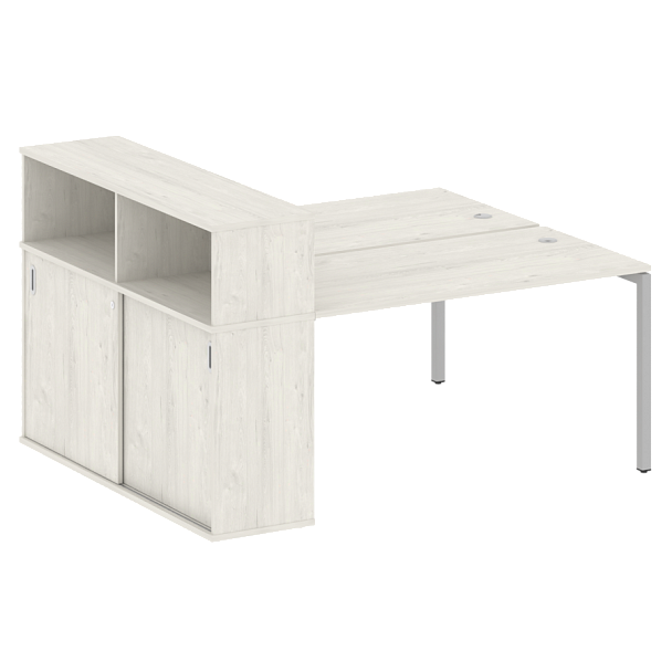 Metal System Quattro Р. ст. с шкафом-купе на П-образном м/к 40БП.РС-СШК-2.3 Т Дуб наварра/Серый металл 1810*1475*1098 - Вид 1