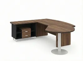 BRL RB072-215x200L Стол рук-ля L угловой с брифингом и тумбой 2 ящика 2150х2000х760 Венге/Черный - Фото предпросмотра