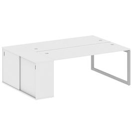 Metal System Quattro Р. ст. с шкафом-купе на О-образном м/к 50БО.РС-СШК-1.5 Т Белый/Серый металл 2210*1475*750 - Фото предпросмотра