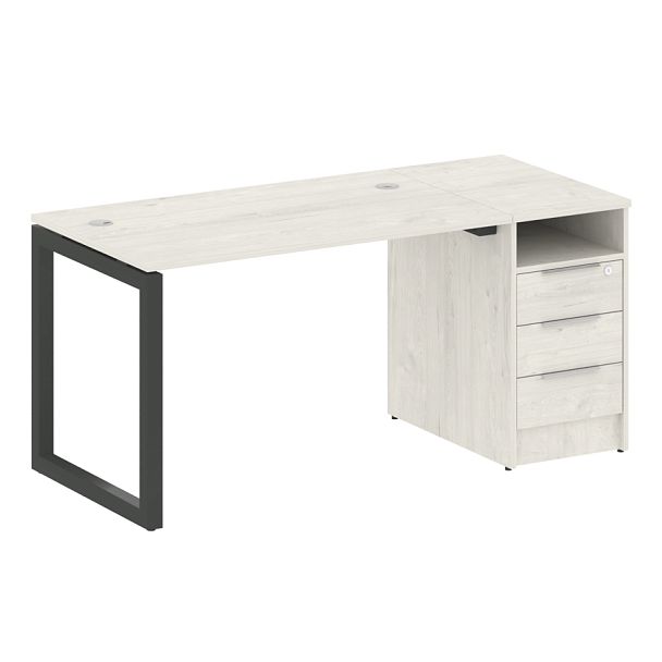 Metal System Quattro Р. ст. с тумбой на О-образном м/к 50БО.РС-СТП-1.2 Дуб наварра/Антрацит металл 1612*720*750 - Вид 1