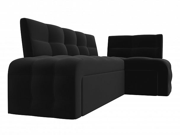 Кухонный угловой диван Люксор правый (полностью микровельвет черный) - Вид 4