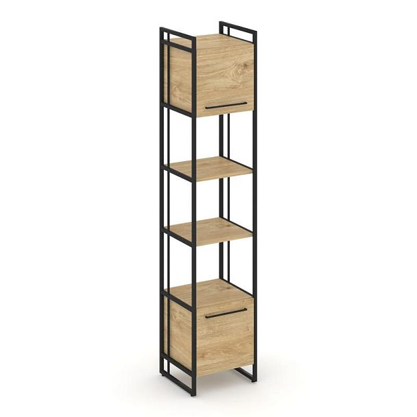 Rift Шкаф 5 ниш узкий RF.SU-54 (U) Тиквуд Светлый/Металл Черный 420*396*2010 - Вид 1