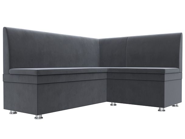 Кухонный угловой диван Уют правый (полностью велюр серый) - Вид 3