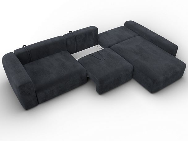Диван угловой Лига-066 НПБ Лонг угол правый Велюр серый - Вид 9
