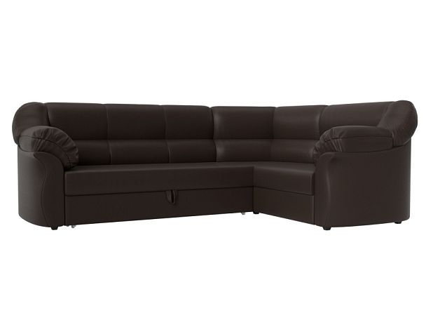 Диван угловой Карнелла правый (полностью экокожа коричневая) - Вид 1