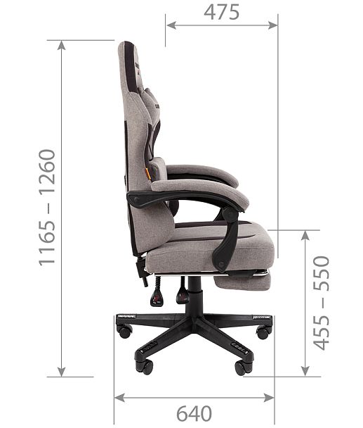 Кресло CHAIRMAN CH27, ткань, серый/черный - Вид 7