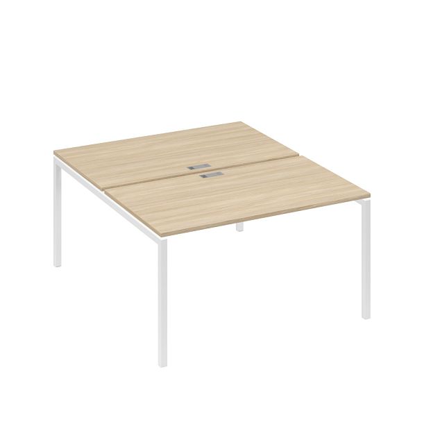 Рабочая станция 2х140 с металлокаркасом DUE A4 А4 Б2 177 БП дуб скандинавский / металлокаркас белый - Вид 1