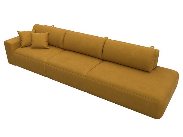 Диван прямой Лига-036 НПБ Модерн Лонг подлокотник слева Велюр желтый - Вид 5