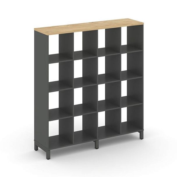 Style Project Каркас стеллажа 4 яр. SN.KS-440 Антрацит/Тиквуд Светлый/Металл Антрацит 1488*400*1615 - Вид 1