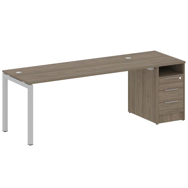 Metal System Quattro Р. ст. с тумбой на П-образном м/к 50БП.РС-СТП-1.5 Вяз/Серый металл 2212*720*750 - Вид 1