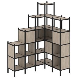 Loft Угловой внутренний стеллаж наборный VR.L-44 Дуб аттик/Чёрный металл 1694*1278*2280 - Фото предпросмотра