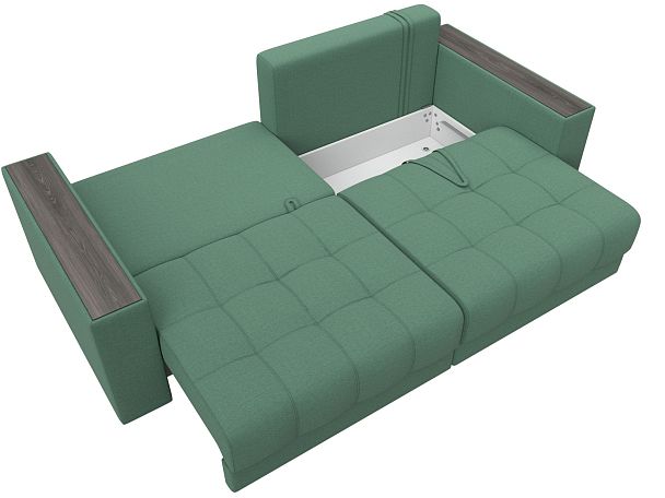 Диван прямой с декором Лига-049 НПБ Рогожка зеленый - Вид 9