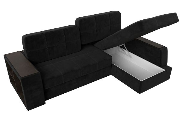 Угловой диван Брюссель правый (полностью велюр черный) - Вид 7
