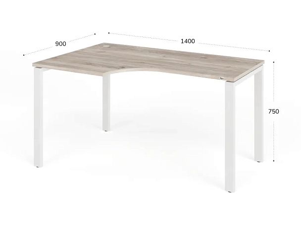 TANDEM RTD074-MK-140L-MA Стол угловой на металлокаркасе левый 1400х900х750 Дуб Маувелла/Белый - Вид 2