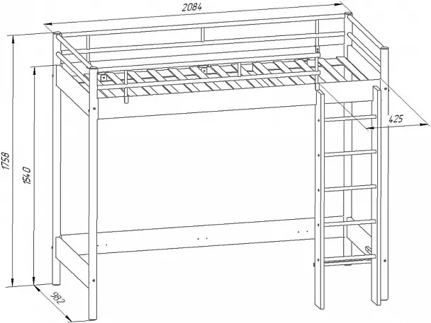 Кровать-чердак "Хельга" - Вид 3