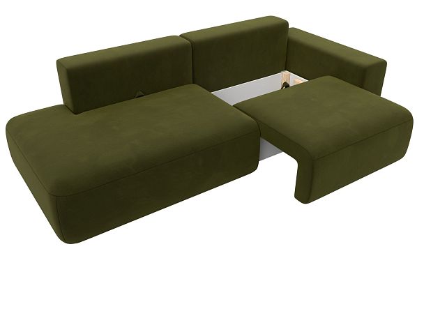Диван прямой Лига-036 Модерн подлокотник справа Микровельвет зеленый - Вид 7