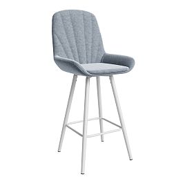 Стул ЮККИ Основание №5 Барный конус Белое Велюр тип 1 Серый - Фото предпросмотра