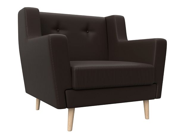 Кресло Брайтон (полностью экокожа коричневая) - Вид 1