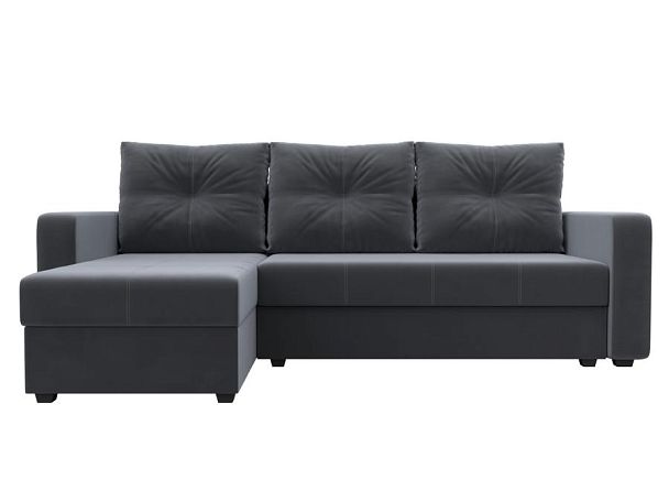 Диван угловой Ливерпуль Лайт левый угол Велюр серый - Вид 2