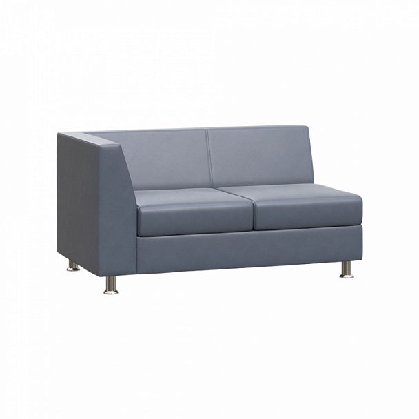 Секция с подлокотником двухместная правая "PRIME" PR.SP-2(R) серый кз - Вид 1