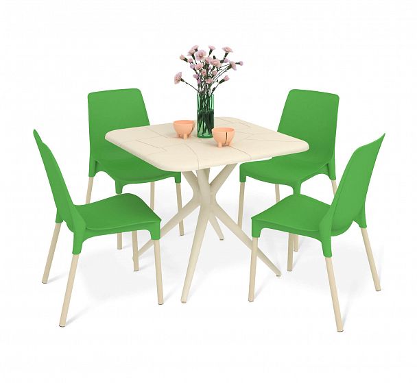 Обеденная группа Sheffilton SHT-DS203 бежевый/зеленый/ваниль - Вид 2