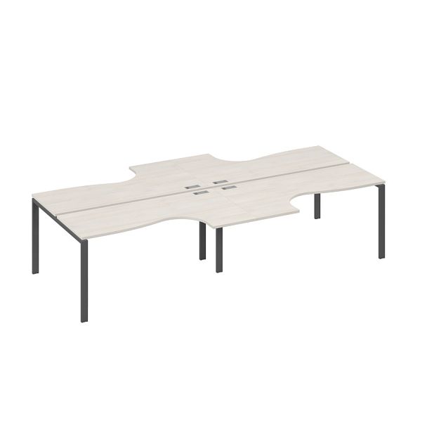 Рабочая станция со столами Классика на опорах UNO (4х160) A4 А4 Б1 182-2 БП дуб / металлокаркас антрацит - Вид 1