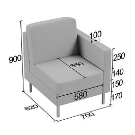 (end-kp1) Кресло Эндер с 1м подлокотником - Фото предпросмотра