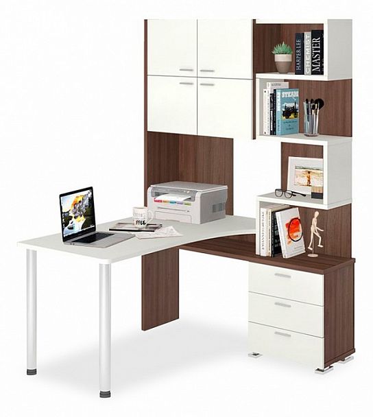 Стол компьютерный Домино СР-500М/140 Белый/Шамони правый - Вид 1