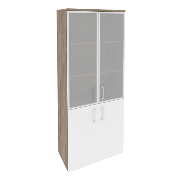 Onix Шкаф высокий широкий O.ST-1.2 R Тиквуд темный/Белый бриллиант 800*420*1977 - Вид 1