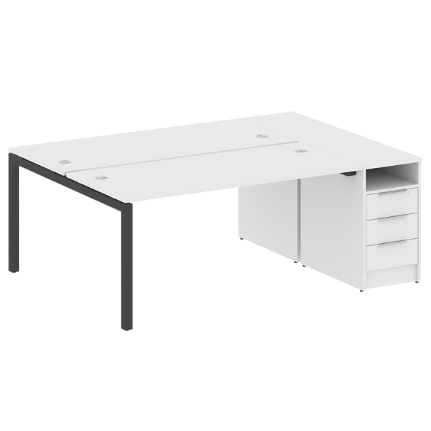 Metal System Quattro Р. ст. с тумбой на П-образном м/к 50БП.РС-СТП-2.4 Белый/Антрацит металл 2012*1475*750 - Вид 1