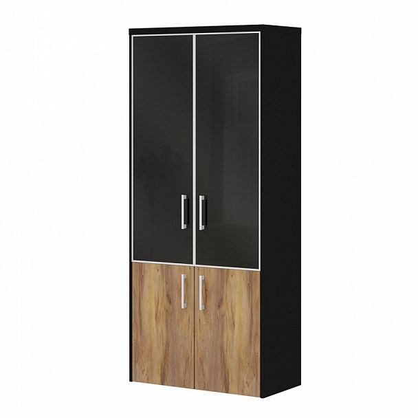 Шкаф комбинированный "Офисные шкафы для документов" ПК-ПРЛ-ШК205Х90АС2Д2-В1-1078 таксония медовая - Вид 1