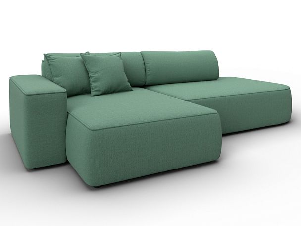 Диван угловой Лига-065 БП угол левый Рогожка зеленый - Вид 2