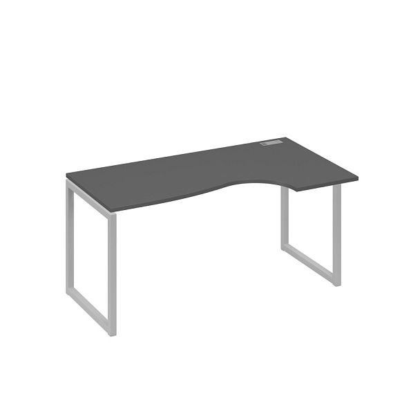 Стол эргономичный правый "Классика" на металлокаркасе QUATTRO A4 А4 Б4 046 БП антрацит премиум / металлокаркас серый - Вид 1