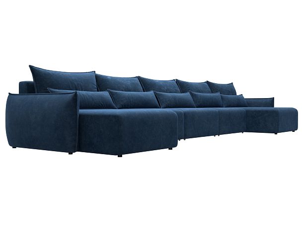 Диван п-образный Лига-051 НПБ МегаЛонг Велюр синий - Вид 3